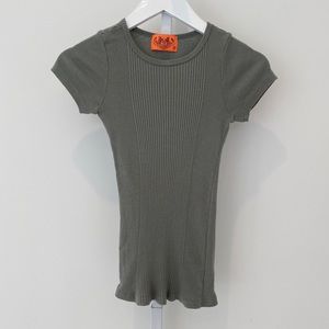 JUICY COUTURE GREEN COTTON FITTED SHORT SLEEVE T-SHIRT SIZE SMALL
